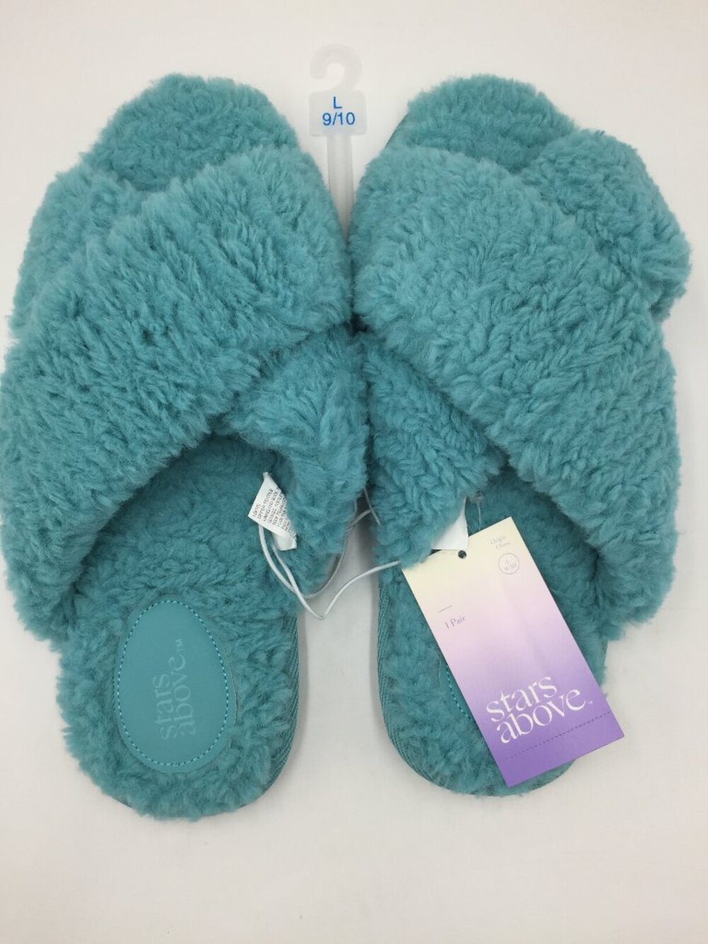 Stars Above Women's Slippers,Blue,Soft Fluffy,Rubber Sole Choose Size XL,L,M,S